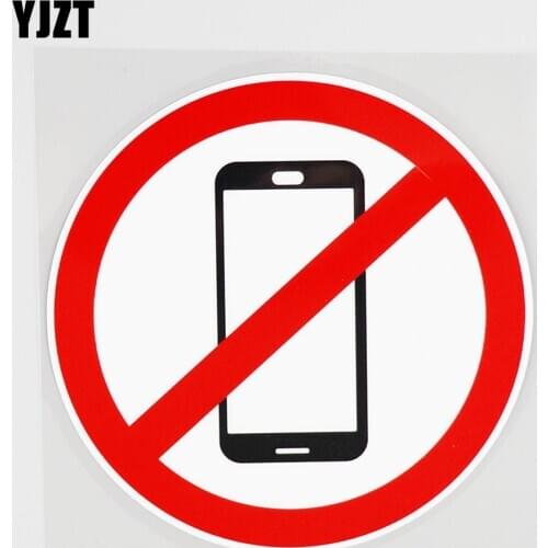 YJZT 12.6CM×12.5CM Mobile Phone Icon Prohibited Drive Decal PVC Car Sticker 12C-0055