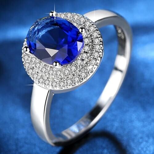 Womens Rings Blue Crystal Ring Anniversary Fashion Glamour Anniversary Best Gifts Marriage Engagement Rings Womens Jewelry