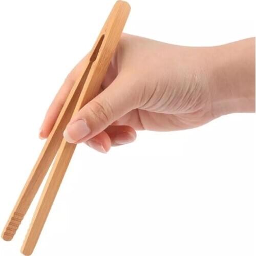 1pcs Bamboo Food Tongs Kitchen Utensils Buffet Cooking Tools Anti Heat Bread Clips Pastry Clamps Kitchen Barbecue Tongs