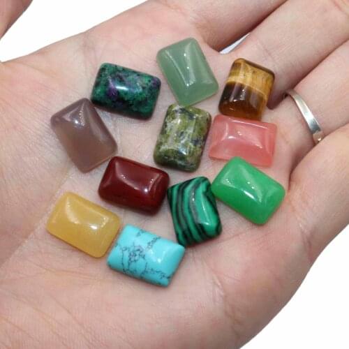 10*14mm Natural Agates Quartz Pink Jades Tiger Eye Square Shape Cabochon Stone Beads Fashion Charm DIY For Jewelry Accessories