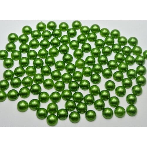 1000 Dark Green Half Pearl Bead 6mm Flat Back Round Gems Scrapbook Craft
