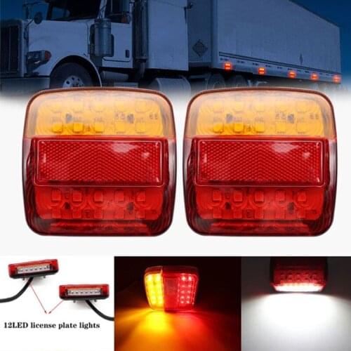 2Pcs 12V Auto Trailer Truck Caravan 26LED Car Tail Light Tail Light Turn Signal Indicator Brake Stop Lamp Number Plate Light