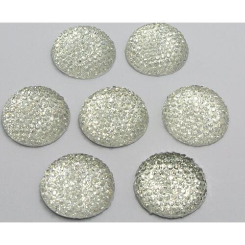 20 Clear Acrylic Round Flatback Dotted Rhinestone Cabochon Gem20mm(3/4")