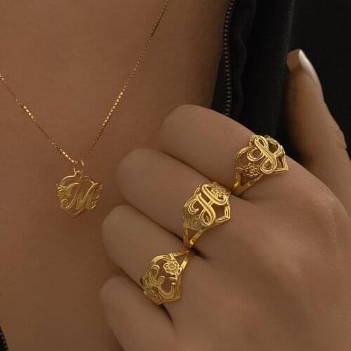 3UMeter FLOWER CUT SCRIPT PENDANT NECKLACE Letter Necklace Chain Box Minimalist Choker Valentines Day A-Z letters Jewelry Gifts