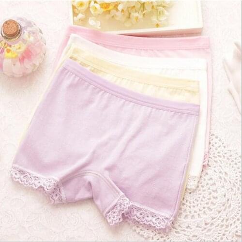 4Pcs / Lot Baby Girls 100% Cotton Lace Underwears Children Bow Boxer Briefs Kids Cute Panties For 3-7Y baby girl clothes-45