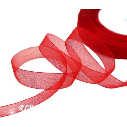 50 yards/roll) 1/2''(12mm) wholesale red organza ribbons gift wrapping decoration Christmas ribbons