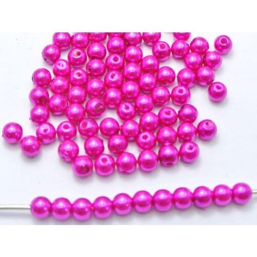 500 Pcs 6mm Plastic Faux Pearl Round Beads Hot Pink Imitation Pearlrl