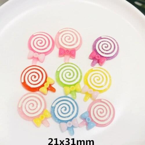 9pcs Resin Kawaii Colorful Lollipop Flatback Cabochon Simulation Food Art Supply Decoration Charm Craft DIY Accessories