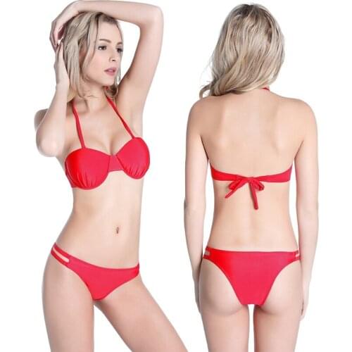 Bikini Bathing Suit Swimsuit Swimwear Two Pieces Set Biquini With Breast Backer Women Girl Lady DM073