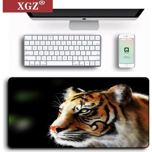 XGZ tiger animal custom big black mouse pad seaming starry universe office computer desk mat speed non-slip rubber XXL 300x800mm