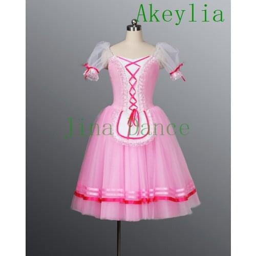 Romantic dress Giselle Ballet tutu Costumes women Peasant Village Long Tulle Dress Skate Ballerina Short Sleeve Princess