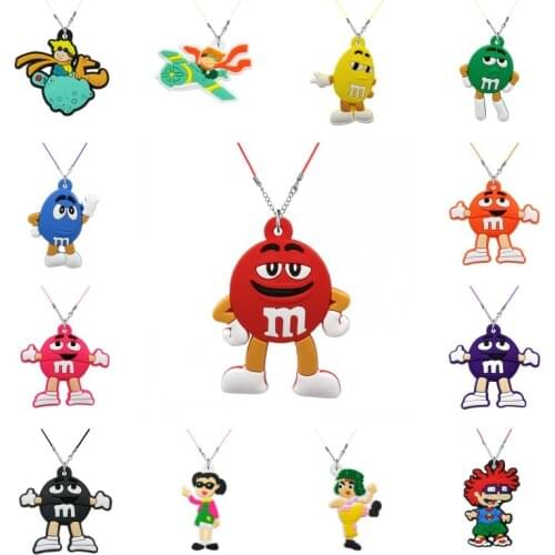 1pcs Necklaces Cartoon Soft PVC Pendant Chain Neck chain Fashion Jewelry neckchain For Boys Girls Accessories Kid Xmas Gift