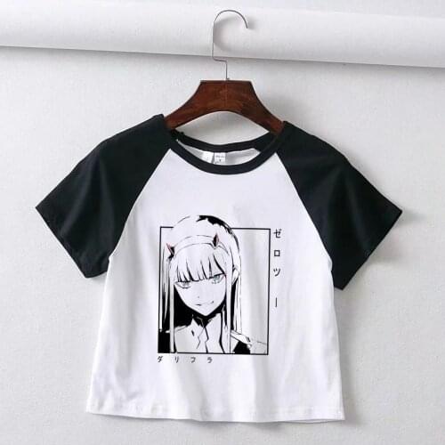 Darling In The Franxx Zero TWO Crop Top Y2k Anime Tshirt Women 2021 Tee Tops Short Sleeve Summer T Shirt Femme Camisetas Mujer
