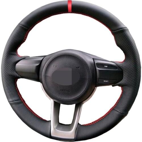 For Kia Rio 2017 2018 2019 2020 Rio5 2019 K2 17-20 Picanto Morning Black Artificial Leather Car Steering Wheel Cover Auto parts
