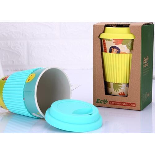 Travel Outdoor Mug 300ml-500ml Coffee Mug Bamboo Christmas Gift Cup Portable Milk Cup with Cover Cute Office Mug Pattern Tumbler