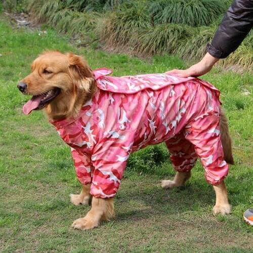 Large Dog Raincoat Clothes Waterproof Rain Jumpsuit For Big Medium Small Dogs Golden Retriever Outdoor Pet Clothing Coat