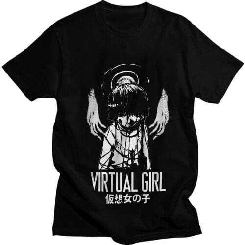 Manga Serial Experiments Lain Tshirt Men Tees Top Cotton T Shirts Short Sleeve Psychological Fiction Animation Iwakura T-shirts