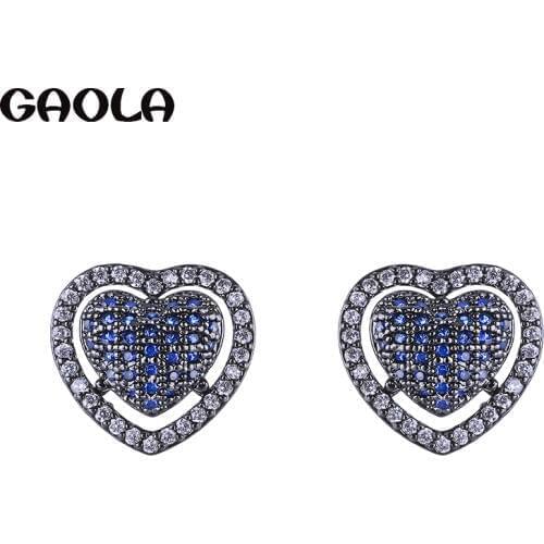 GAOLA Fashion Jewelry Earring Round Horse Eye Cubic Zircon Heart Stud Earring For Women GLE7185LY