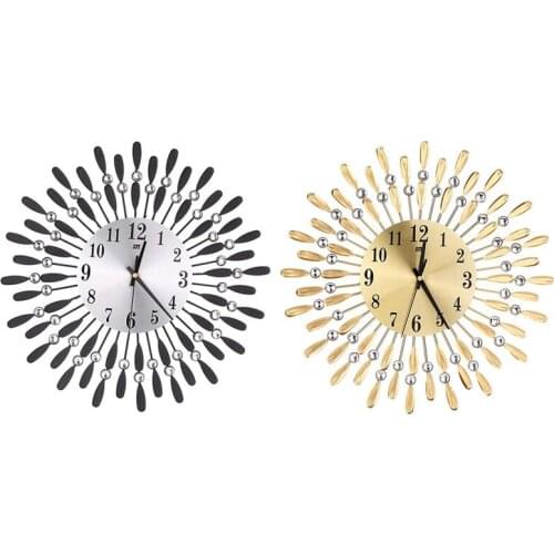 HOT-15 inch 3D Large Wall Clock Shiny Rhinestone Sun Style Modern Living Room Decor
