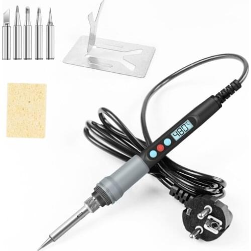 Handskit 110V/220V 90W Digital Electric Ceramic HeaterSoldering Iron Kit Temperature Adjustable With 5 Tips Welding Tools