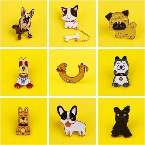 Cute Dogs Enamel Pins for Backpacks Badges on Backpack Lovely Dog Badges for Clothes Animals Clothes Lapel Pin Badge Brooch DIY