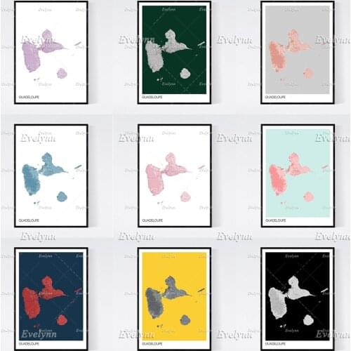 Guadeloupe, Caribbean Island Map Art Print -Many Styles - Scandi /Vintage Canvas Painting Modern Home Decor Wall Art Posters