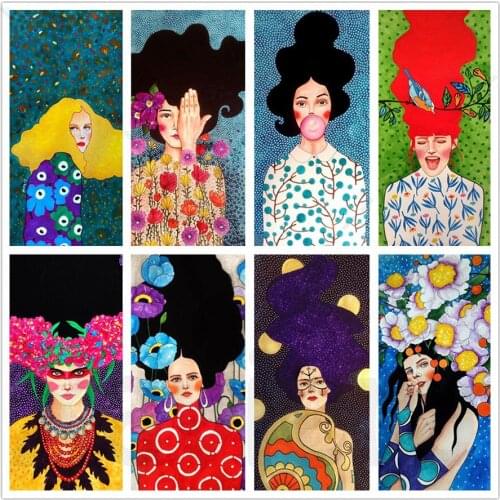 Color Paint Abstract Painting Nordic Modern Woman Portrait Canvas Painting Girl Bedroom Art Poster Home Decoration Living Room