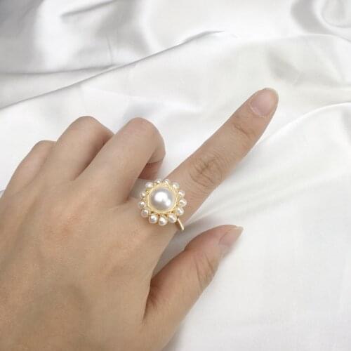 Beautiful Design FREE SIZE ADJUSTABLE Freshwater Pearl Ring Finger Ring Jewelry Nice Party Wedding Gift Present 10pcs/lot