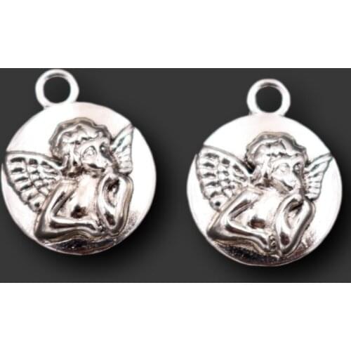 Metal Angel Pendant, Guardian Angel Charms, Meditation Angel Charms, Mini Angel Wings, Silver Plated ,19*15mm A1273 15pcs