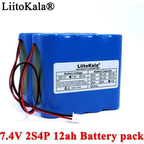 Liitokala 7.4V 18650 Lithium Battery Pack 2S4P 12ah Fishing LED Light Bluetooth Speaker 8.4V Emergency DIY batteries with PCB