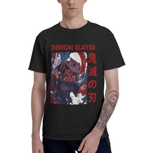 Fashion Manga Anime Demon Slayer T-shirt Men Novelty T Shirt Short Sleeve Kimetsu No Yaiba Tanjiro Kamado Tshirt 100% Cotton Tee