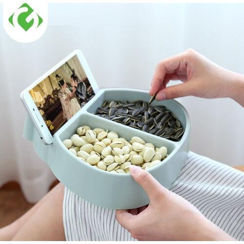 1Pc Fashion Plastic bowl fruit plate snacks nuts melon seeds bowl candy plate multi-function fruit plate storage box desktop