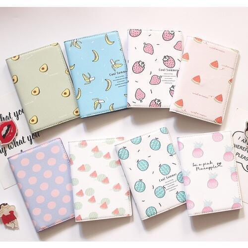 New Fruit Pattern Passport Set Ins Simple Cartoon Passport Holder Passport Bag Ticket Holder