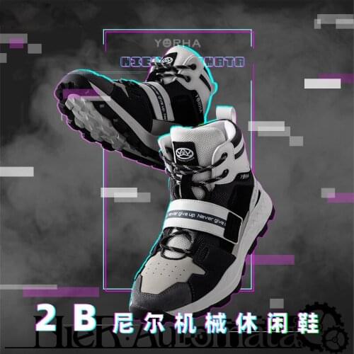 NEW Anime NieR: Automata 2B YoRHa No. 2 Type B Cosplay Casual Sneakers Breathable High Top Shoes Men Women Fashion Sport Shoes
