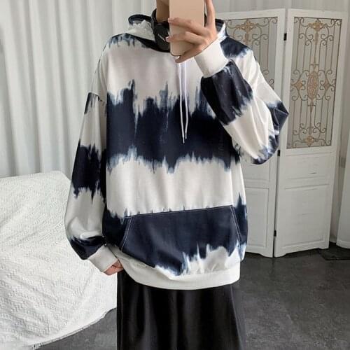 New Popular Couples Fashion Sweatshirts Niche Design Mens National Fashion Tie Dyed Hoodie Men Jacket Top