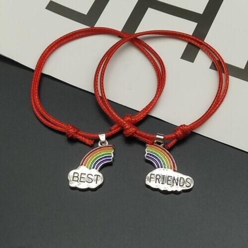 New Fashion Best Friend Bracelet Black White Red Rope Adjustable Rainbow Bracelet Gift for Friend Wholesale
