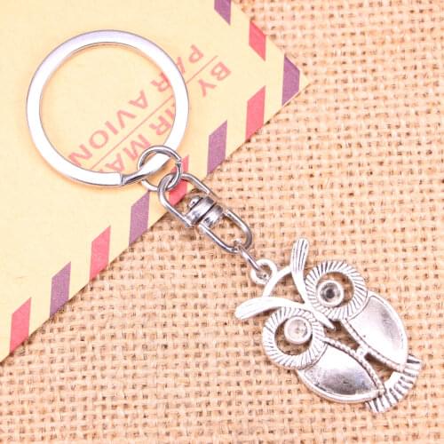 New Fashion Keychain 34x21mm big eyes owl Pendants DIY Men Jewelry Car Key Chain Ring Holder Souvenir For Gift