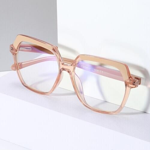 Oversized Computer Glasses Blue Light Blocking Hexagon Eyeglasses Frames Anti Blue Ray TR90 Square Eyewear Frames for Women Men