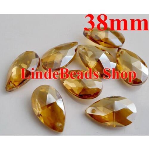 Wholesale AAA Top Quality 38mm 8721 crystal Almond/pear pendant beads Golden shade colour 12pcs/lot 038004