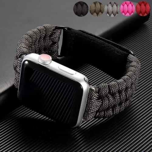 Outdoors Nylon strap For Apple watch band 44mm 40mm 42mm 38mm iWatch Bracelet for Apple watchbands series 6 5 4 3 se Rope strap