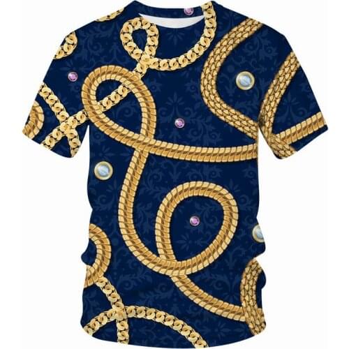 Luxury T Shirt for Men Women 3D Gold chain stripes Print T-shirts Summer Short Sleeve Tee Tops stranger things t shirt manga