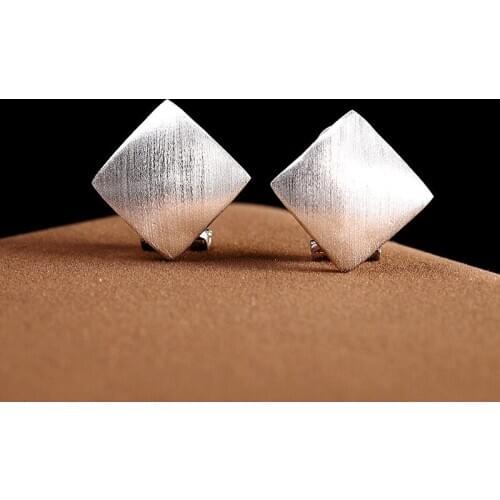 S925 Sterling Silver Ornament Womens Handmade Brushed Ear Clip