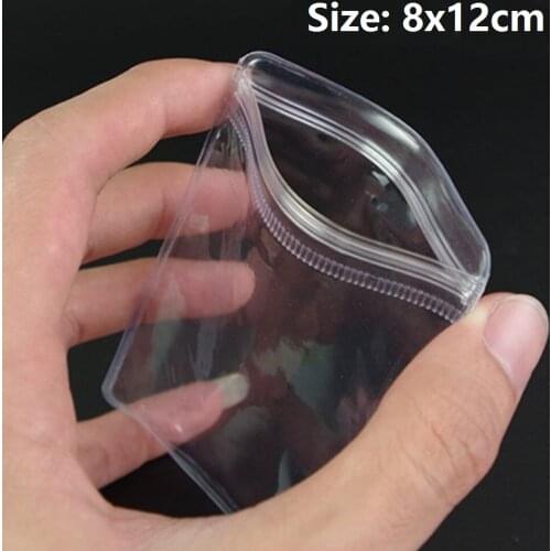 100pcs 8*12cm Self Seal Soft Plastic Anti-oxidation Storage Bag Clear PVC Antitarnish Jewelry Ring Cosmetic Ziplock Pouch