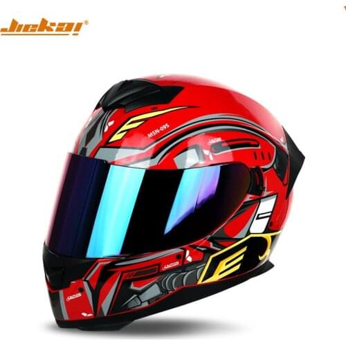 JIEKAI Dazzle colour lens Motorcycle helmet Double lens Full cover Motocross Accessories capacete de moto Helmets Racing helmet