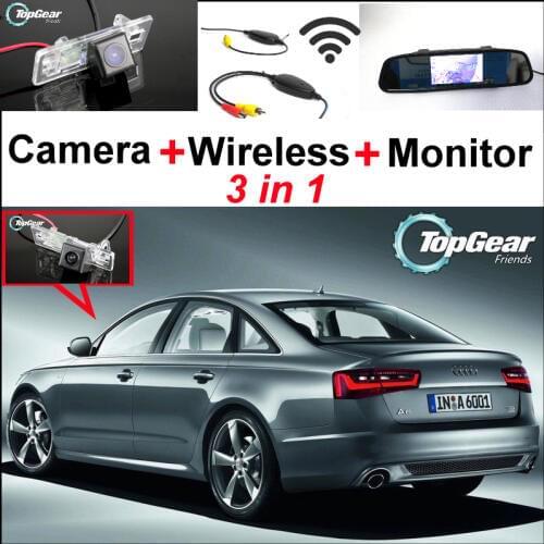 3 in 1 Special WiFi Camera + Wireless Receiver + Mirror Monitor Easy DIY Rear View Parking System For Audi A6 / S6 2010~2014