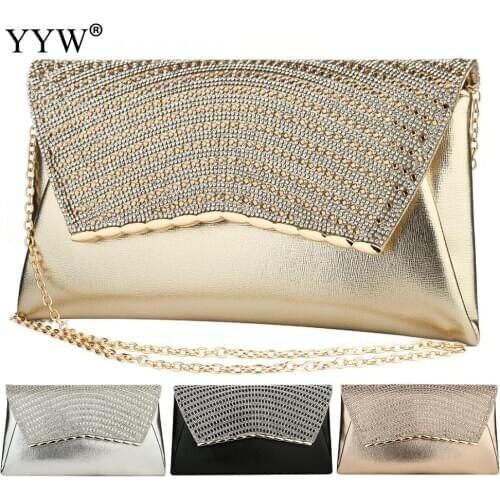 Ladies Handbag Wedding Luxury Crossbody Bags Rhinestone Envelope Bag Women Gold Silver Evening Party Clutch And Purse Female