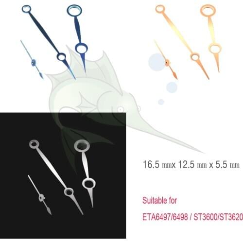 New Electroplated Watch Hands Parts Blue / Sliver / Rose Golden Watch Hands Replacement For ETA 6497 6498 ST3600 3620 Movement