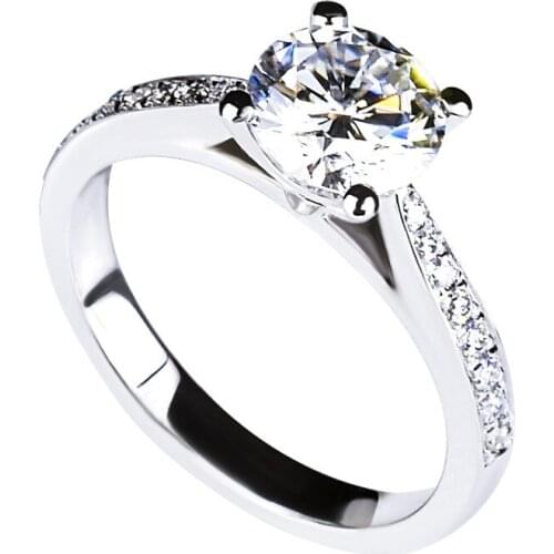 Designer Original 925 Sterling Silver Ring Women Platinum Four-claw Carat Diamond Jewelry Luxury Engagement Exquisite Wedding