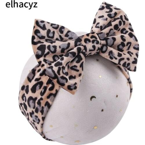 1PC New Chic Leopard Infantile Girls 5'' Soft Velvet Headband Spring Headband Kids Big Hair Bow Children Party Hair Accessories