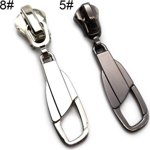 20 PCS/LOT, Plating 5# 8# Zipper Puller Irregular Shape Zip Pull Black Silver Color Clothes Accessories